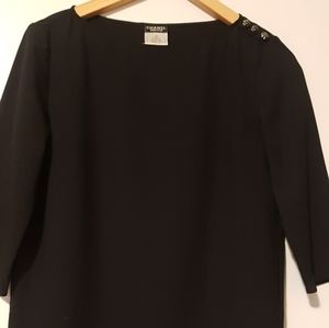Chanel Black  top with Camellia Buttons.